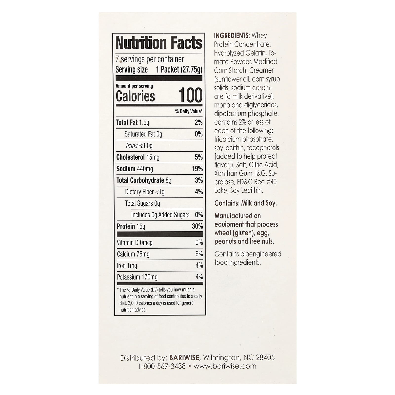BariWise Cream of Tomato Protein Soup - 7 Packets, Gluten-Free, 15g Protein - Image 2
