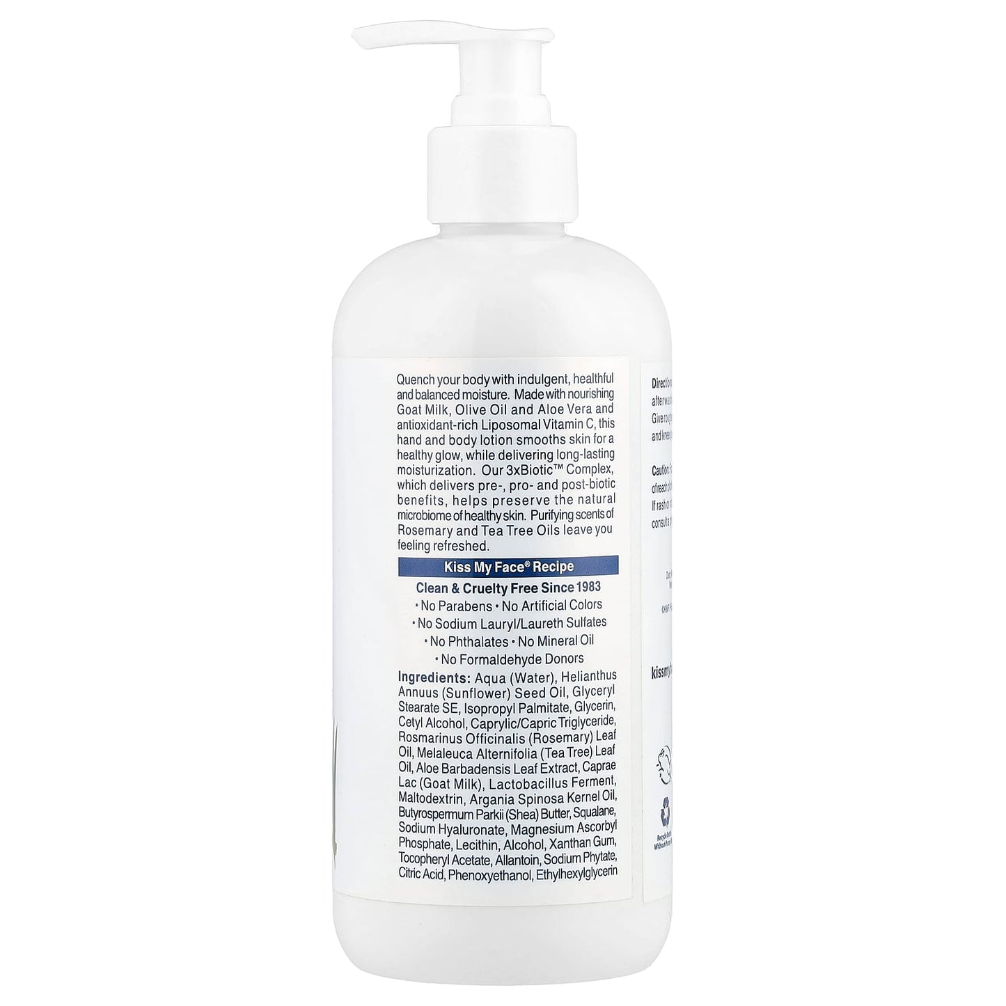 Kiss My Face, Goat Milk Hand & Body Lotion, Rosemary + Tea Tree, 16 fl oz (473 ml) - Image 2