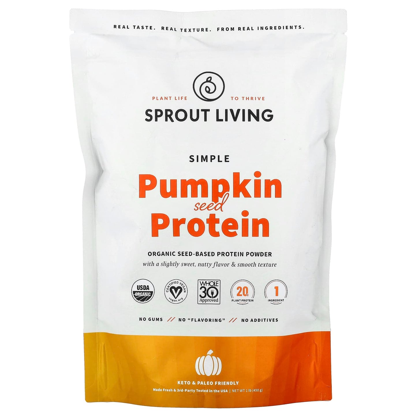 Sprout Living, Simple Pumpkin Seed Protein, 1 lb (450 g) - Image 1