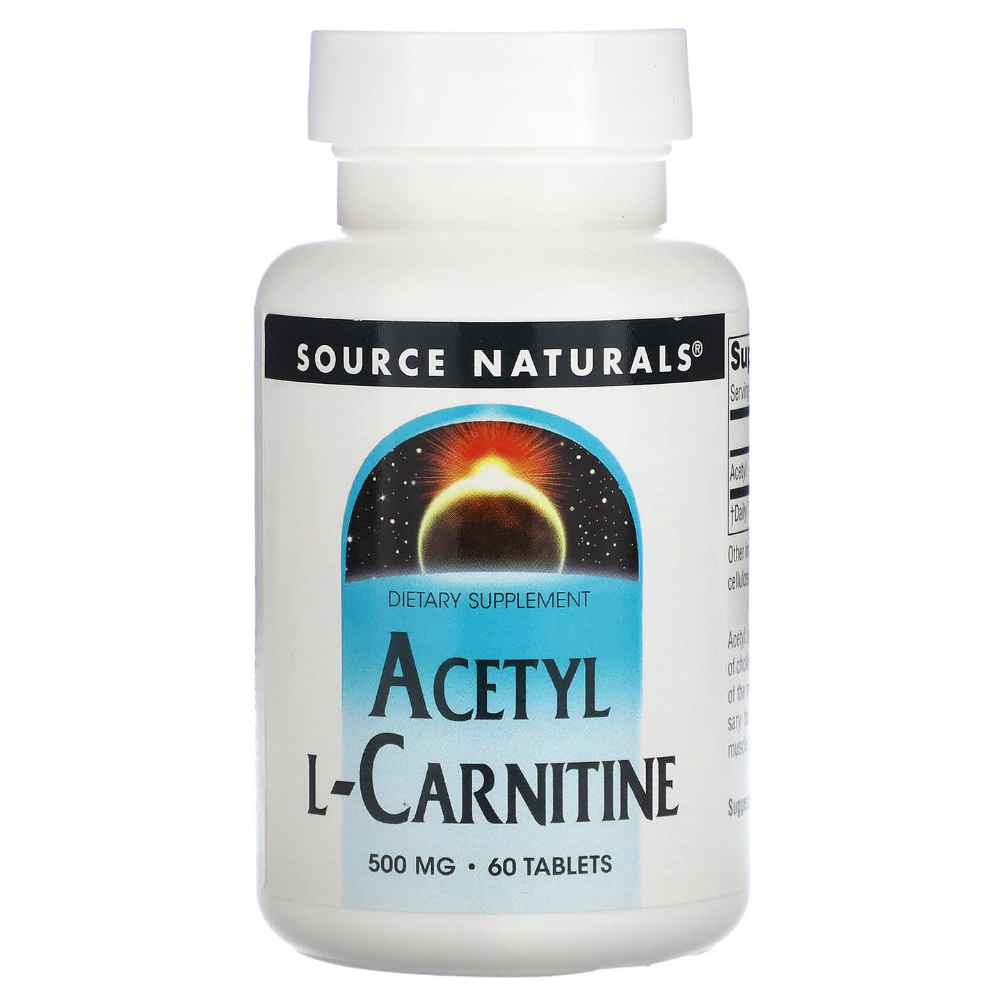 Source Naturals, Acetyl L-Carnitine, 500 mg, 60 Tablets - Image 1