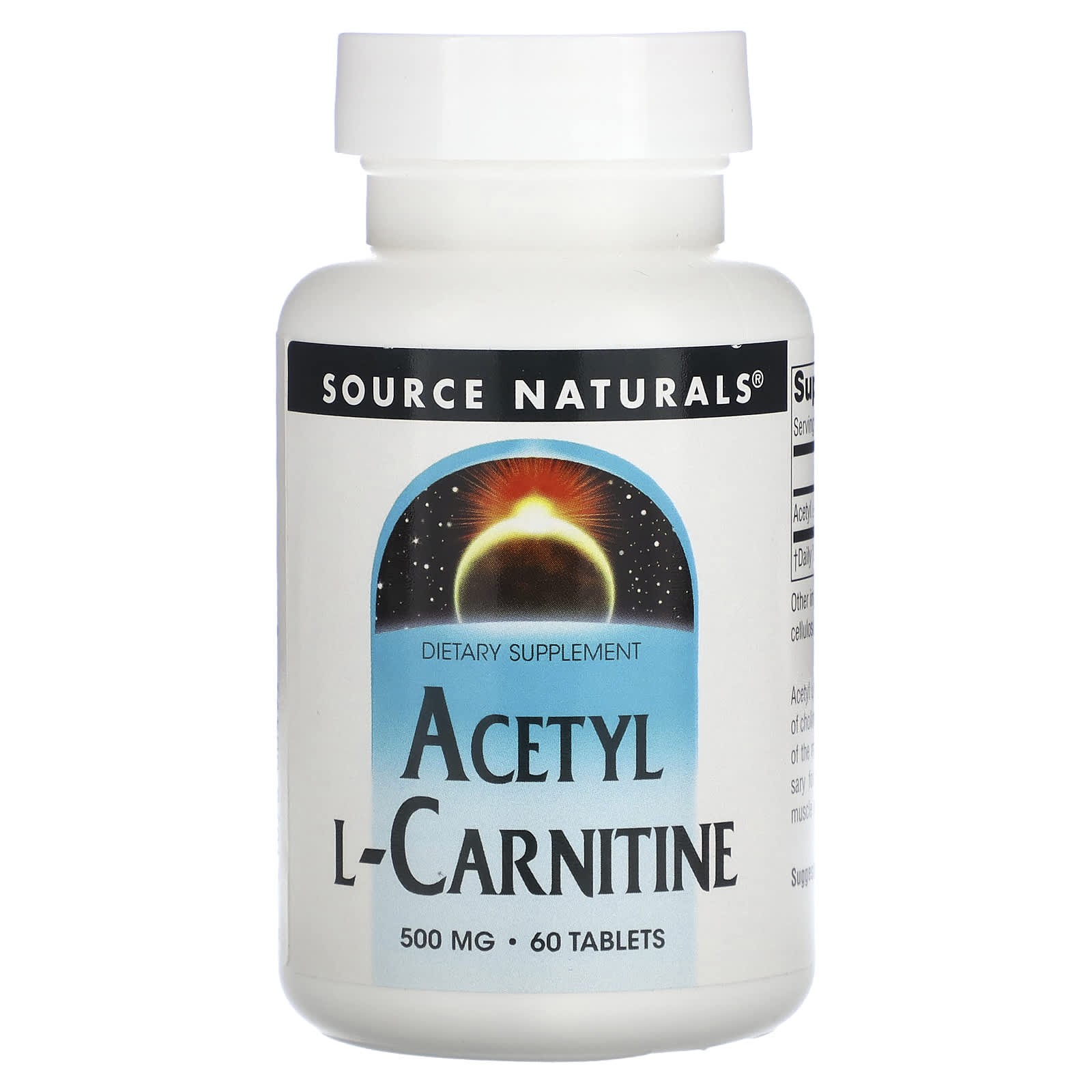 Source Naturals, Acetyl L-Carnitine, 500 mg, 60 Tablets - Image 1