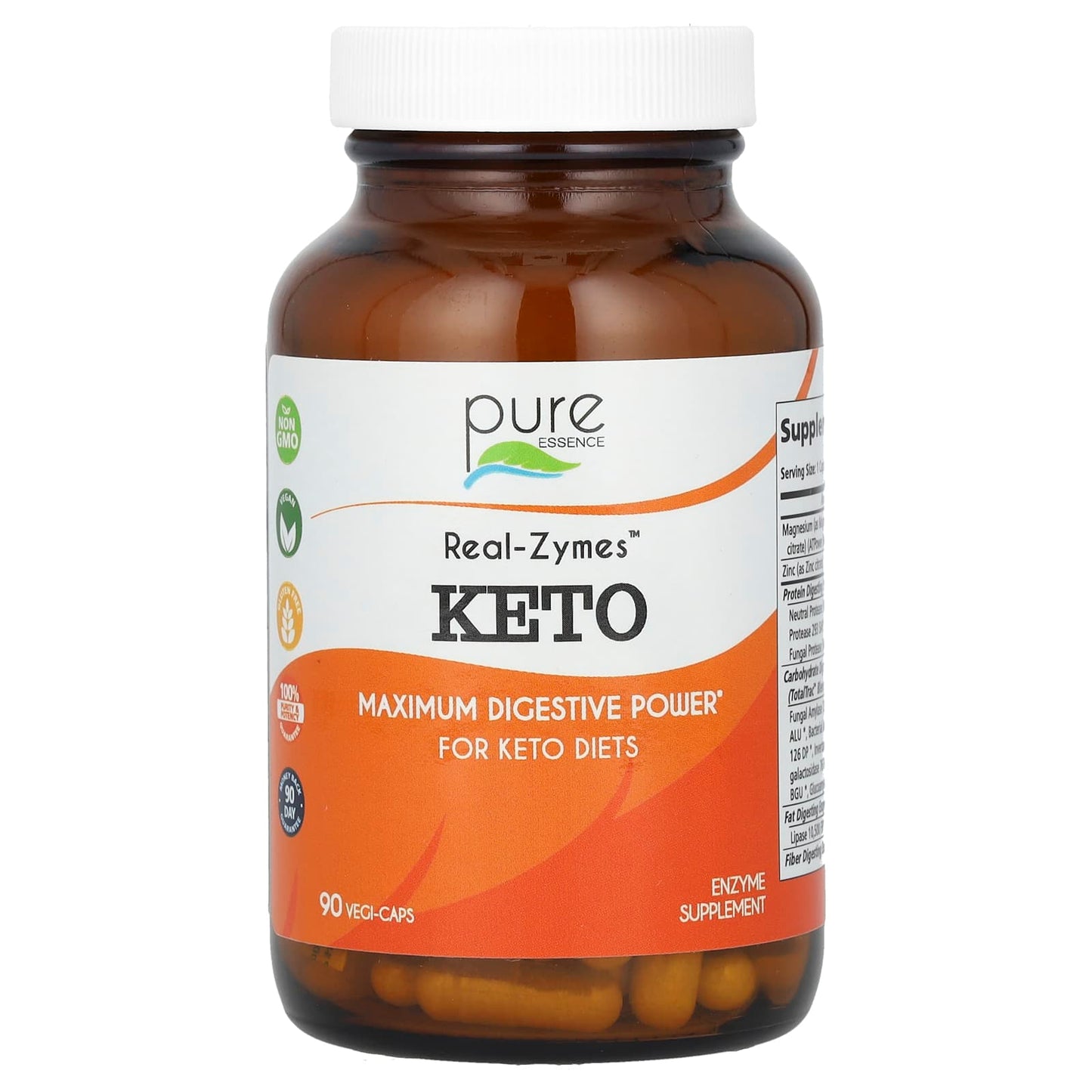Pure Essence, Real-Zymes Keto, 90 Vegi-Caps - Image 1