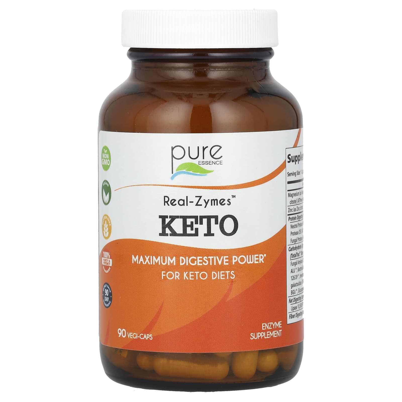 Pure Essence, Real-Zymes Keto, 90 Vegi-Caps - Image 1