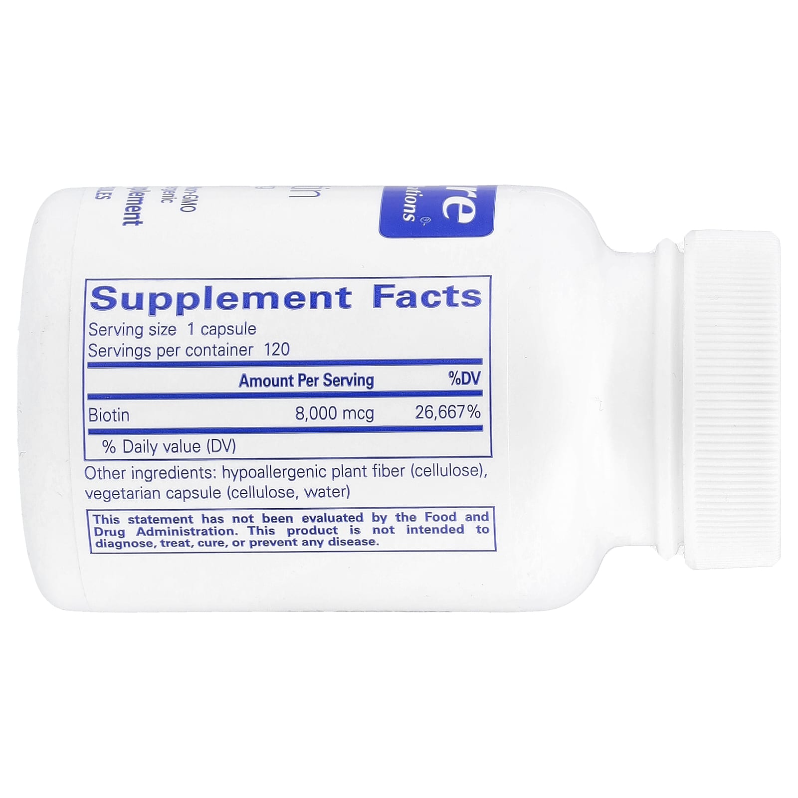 Pure Encapsulations, Biotin, 8 mg, 120 Capsules - Image 2