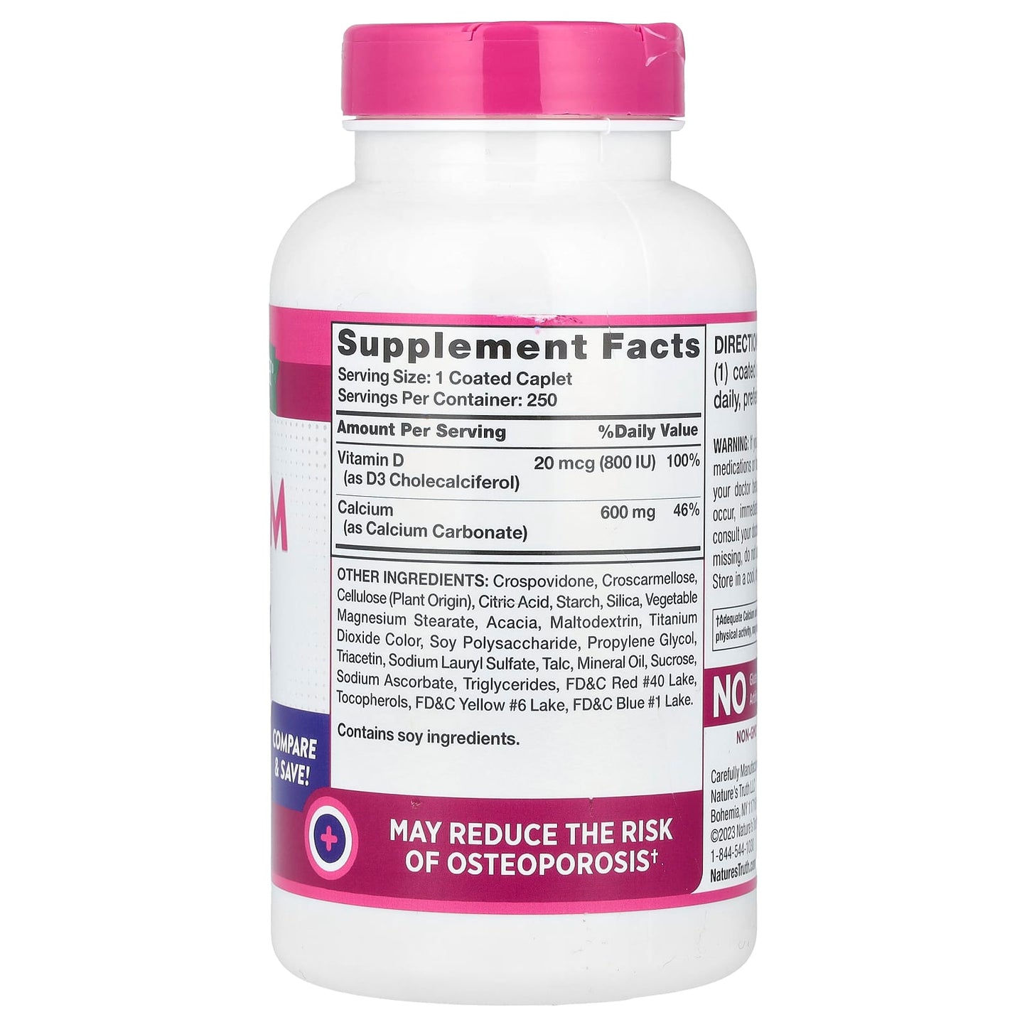Nature's Truth, Calcium + D3, 250 Coated Caplets - Image 2