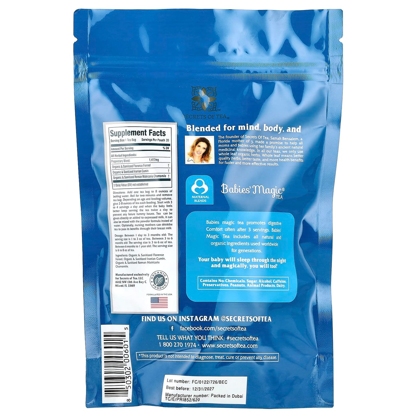 Secrets of Tea, Babies' Magic® Tea, Caffeine Free, 20 Unbleached Tea Bags, 1 oz (28 g) - Image 2