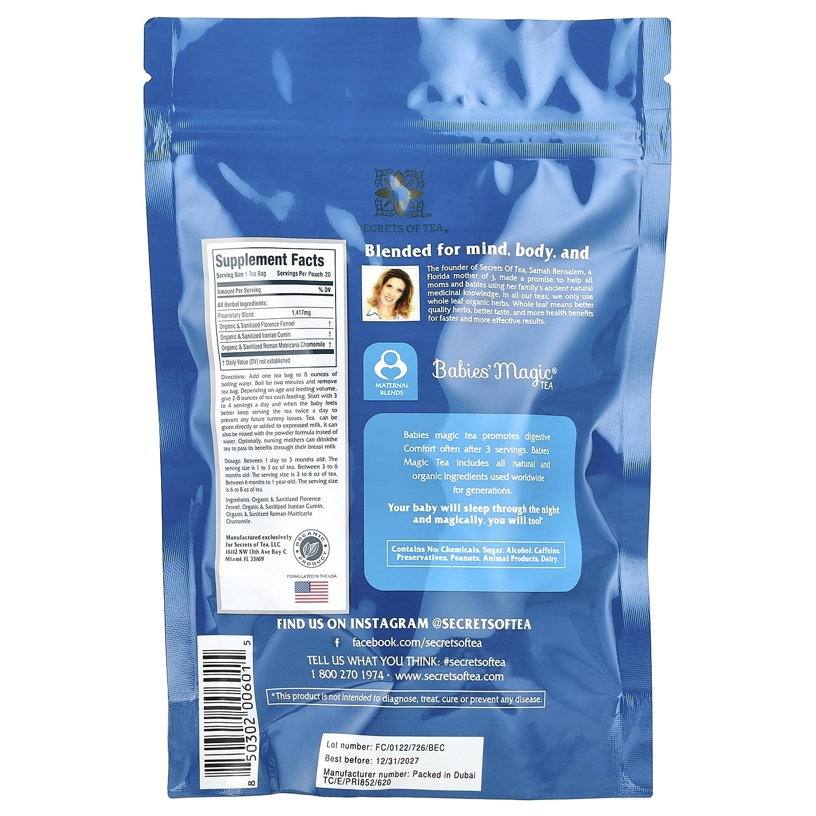 Secrets of Tea, Babies' Magic® Tea, Caffeine Free, 20 Unbleached Tea Bags, 1 oz (28 g) - Image 2