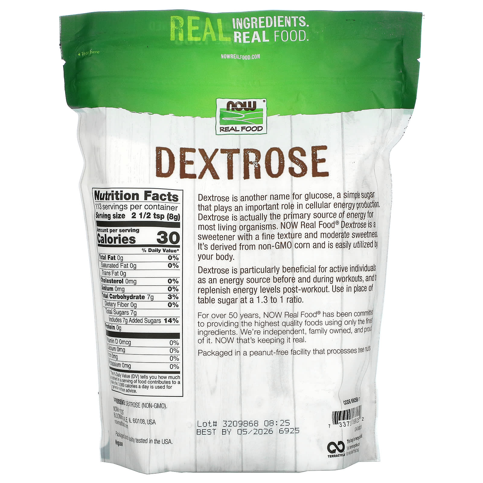 NOW Foods, Real Food, Dextrose, 32 oz (907 g) - Image 2