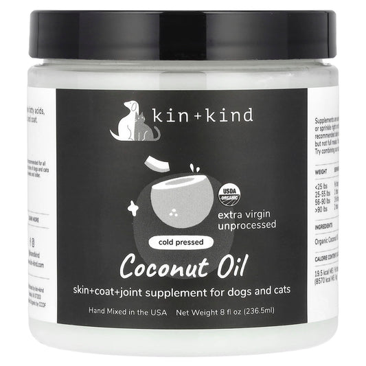 Kin+Kind, Coconut Oil, For Dogs & Cats, 8 fl oz (236.5 ml) - Image 1