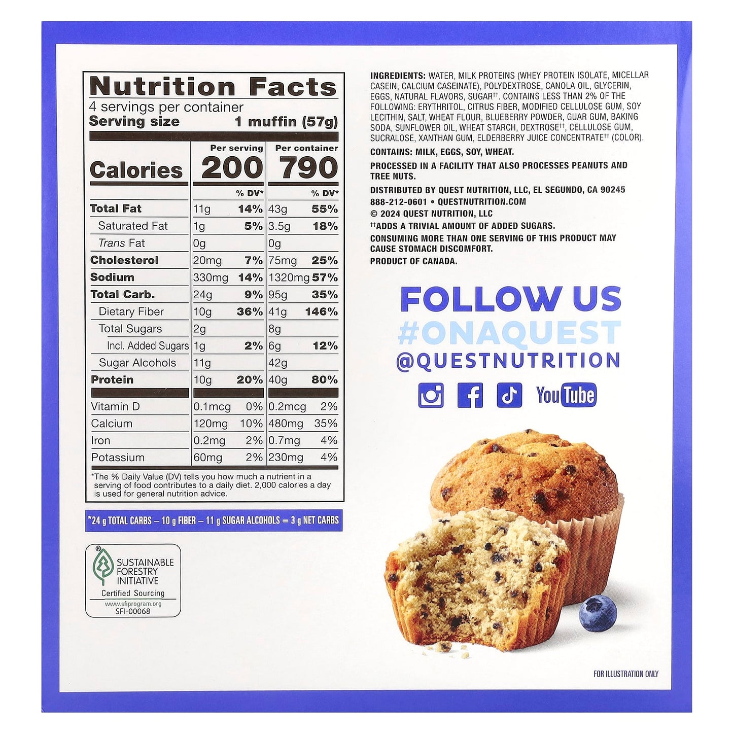 Quest Nutrition, Bake Shop Muffins, Blueberry, 4 Pack, 2.01 oz (57 g) Each - Image 2