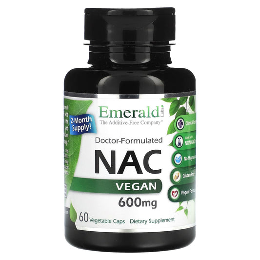 Emerald Laboratories NAC Vegan 600mg 60 Capsules - Natural Antioxidant - Image 1