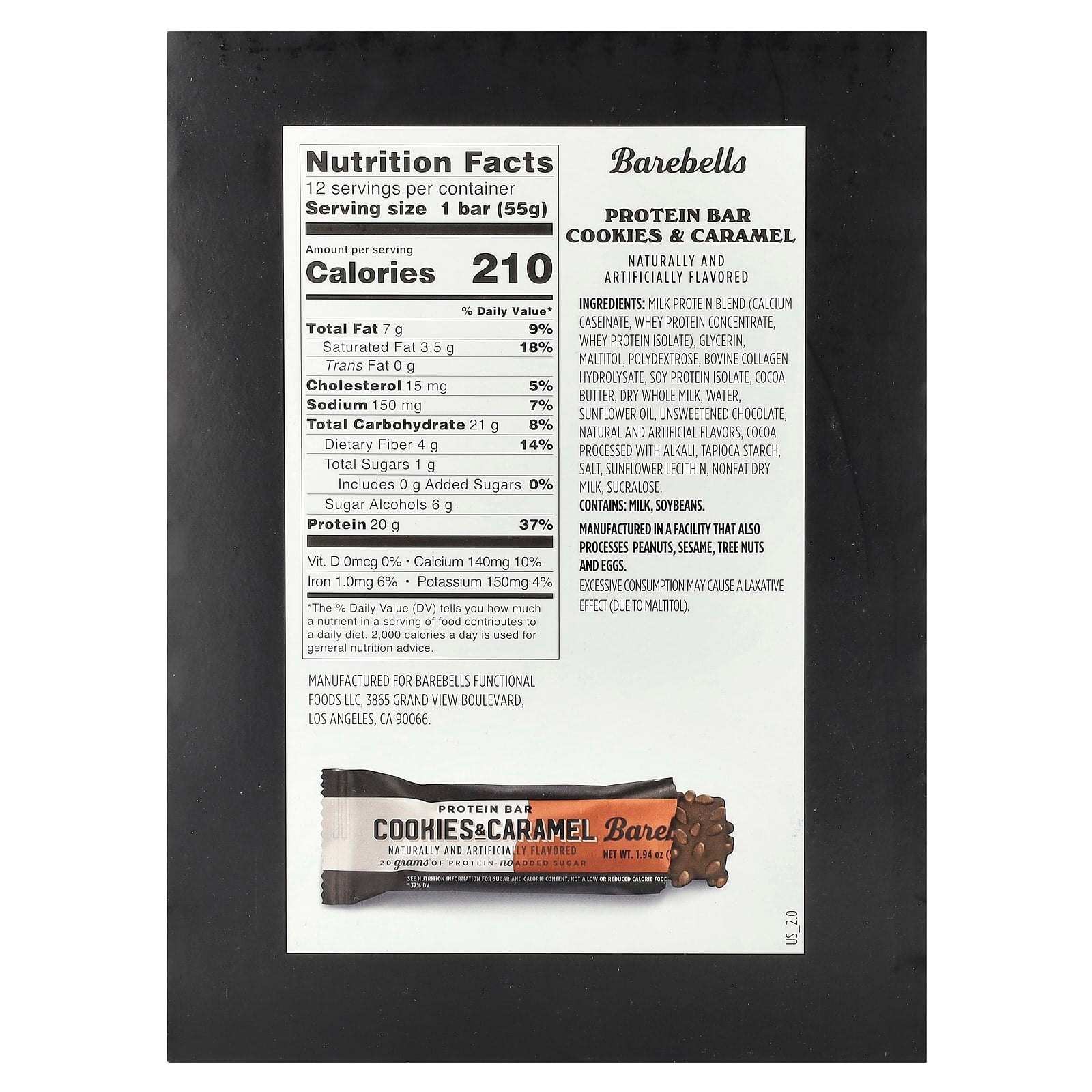 Cookies & Caramel Protein Bars by Barebells, 20g Protein, No Sugar - Image 2