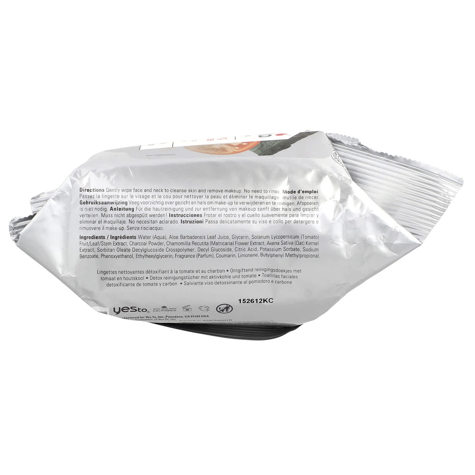 Yes To, Detoxifying Facial Wipes, Blemish-Prone Skin, Tomatoes With Charcoal, 30 Wipes - Image 2