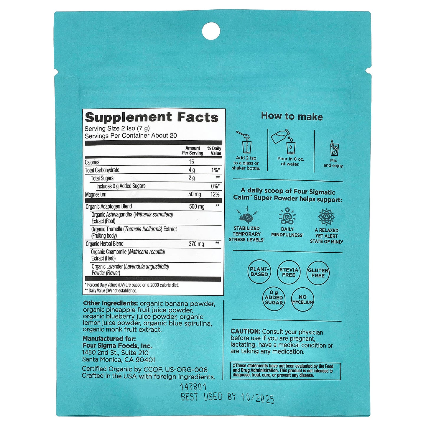 Calm Organic Super Powder by Four Sigmatic - Reduce Stress & Boost Mindfulness - Image 2