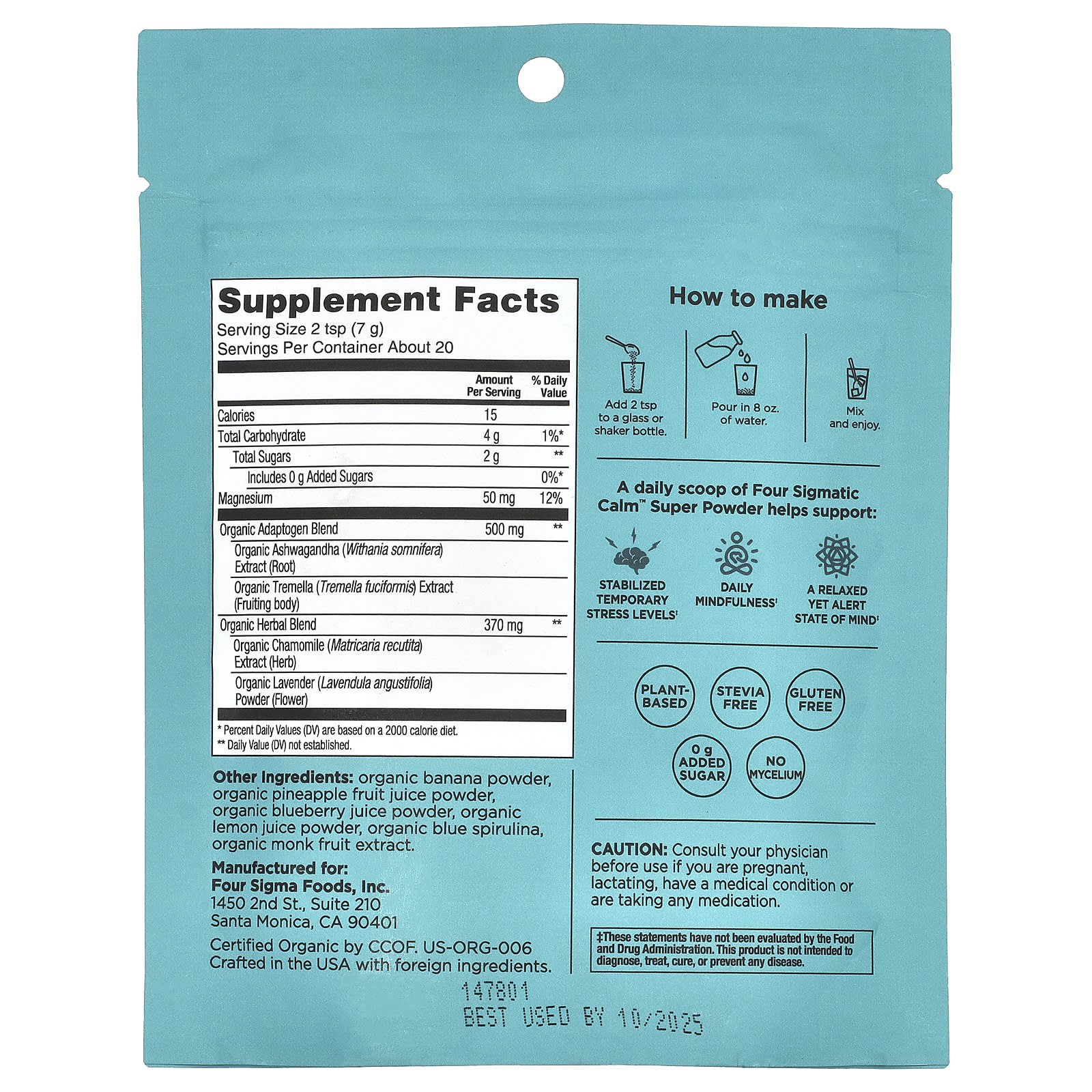 Calm Organic Super Powder by Four Sigmatic - Reduce Stress & Boost Mindfulness - Image 2