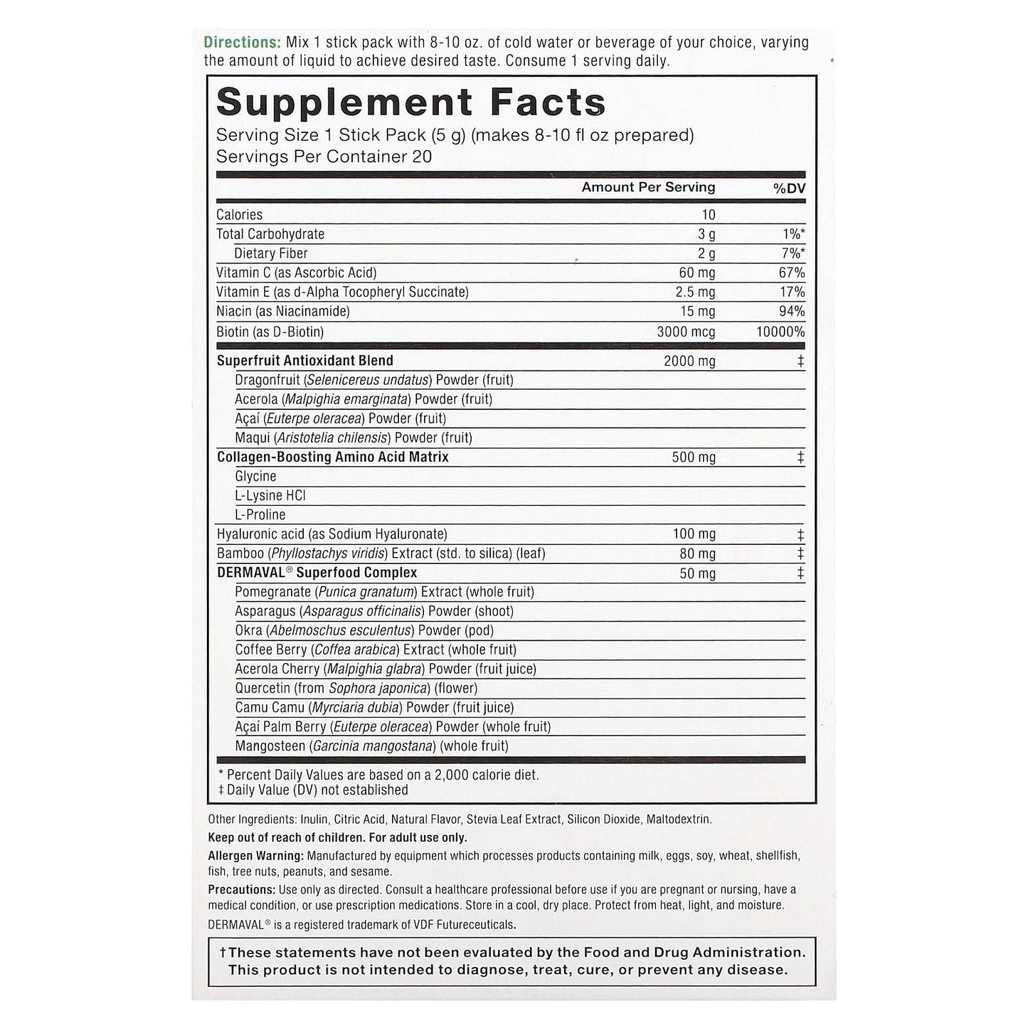 Collagen Boosting Superfoods by Force Factor, 20 Stick Packs - Image 2