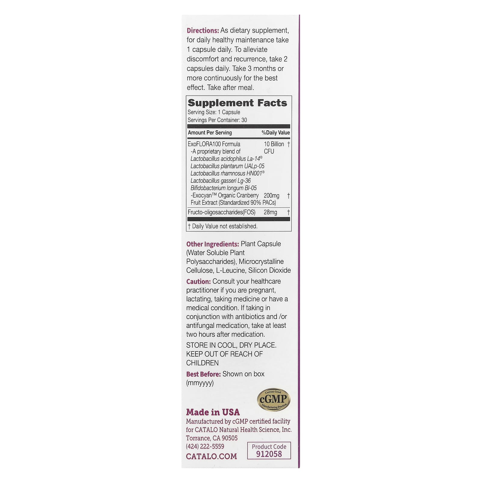 Women's Vaginal Flora Probiotics by CATALO - 30 Day Supply - Image 2