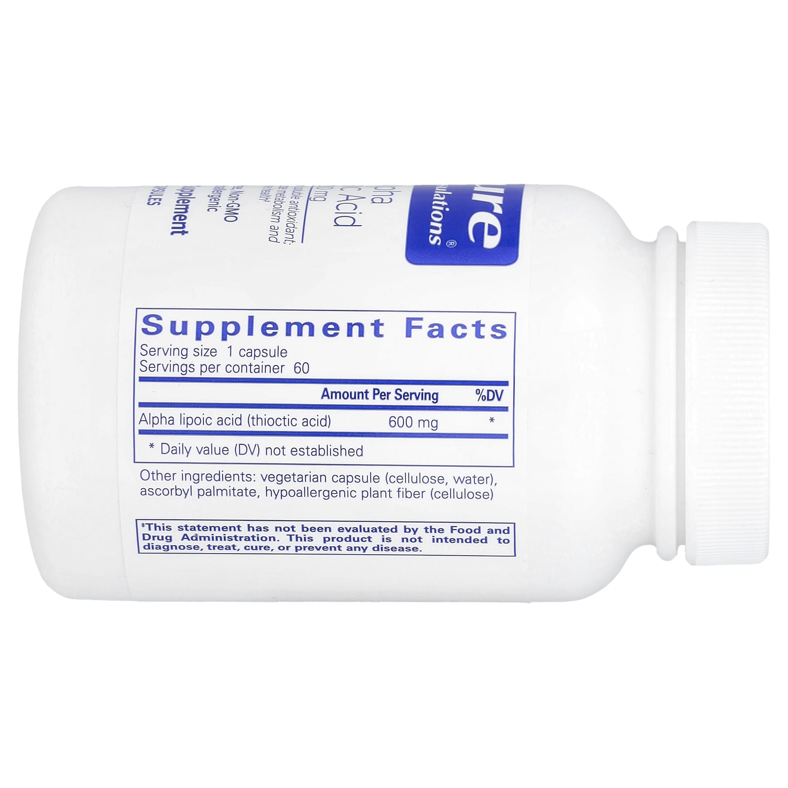 Pure Encapsulations, Alpha Lipoic Acid, 600 mg, 60 Capsules - Image 2