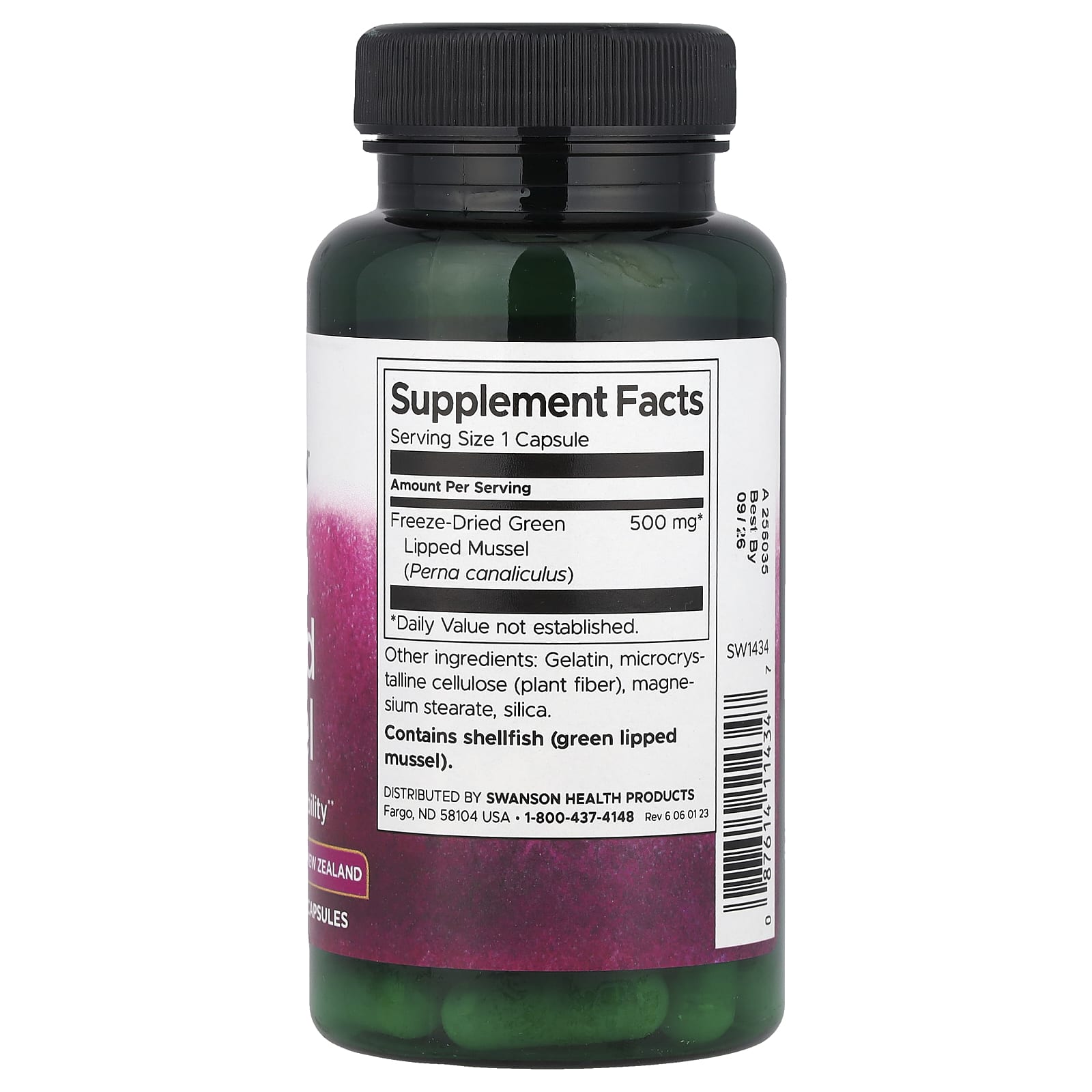 Swanson, Green Lipped Mussel, 500 mg, 60 Capsules - Image 2