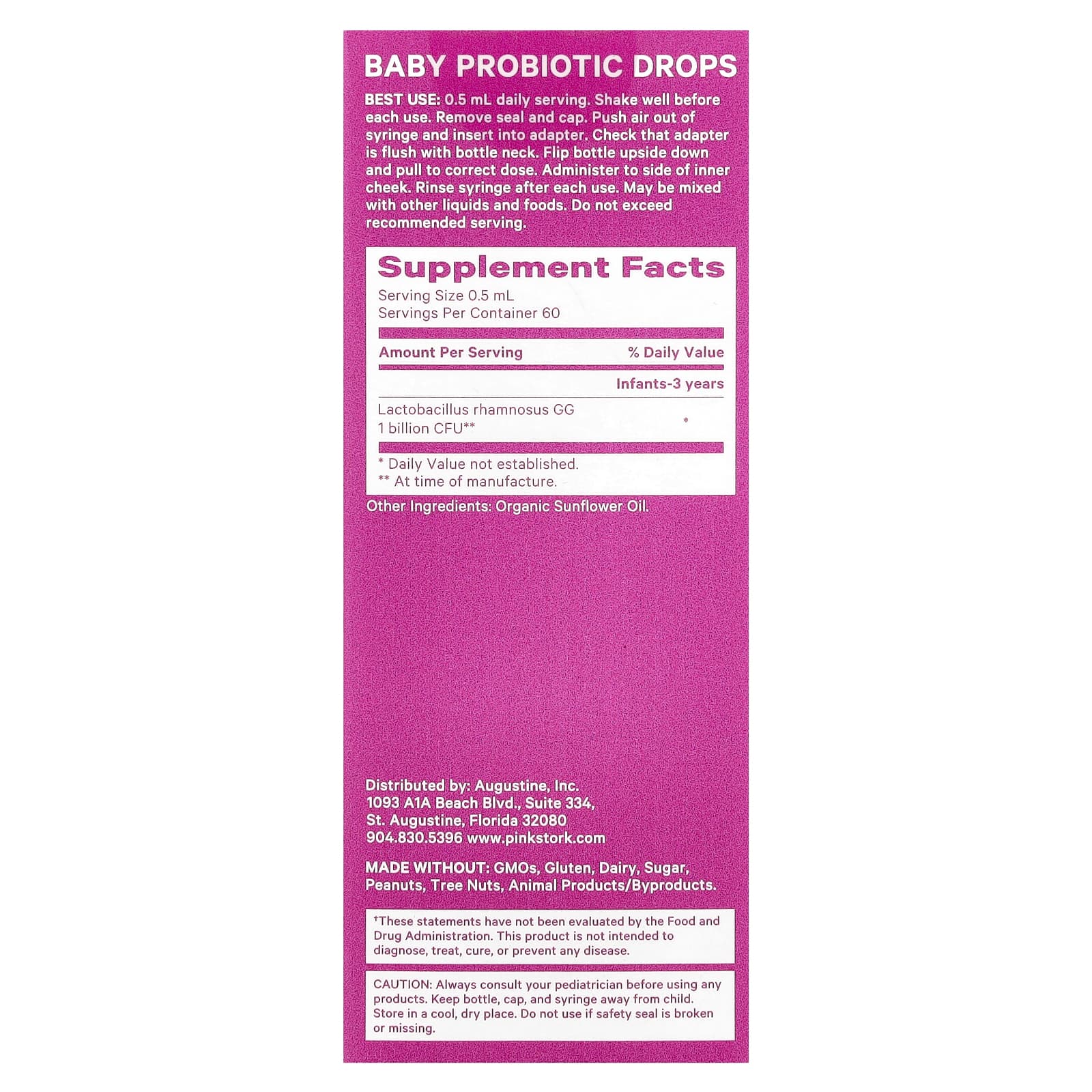 Pink Stork, Baby Probiotic Drops, Age 0+, Unflavored, 1 fl oz (30 ml) - Image 2