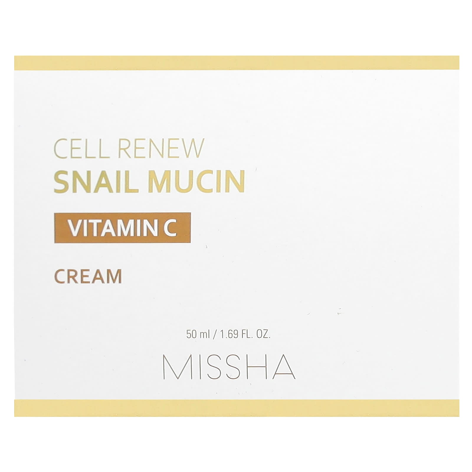 Missha, Cell Renew Snail Mucin, Vitamin C Cream , 1.69 fl oz (50 ml) - Image 2