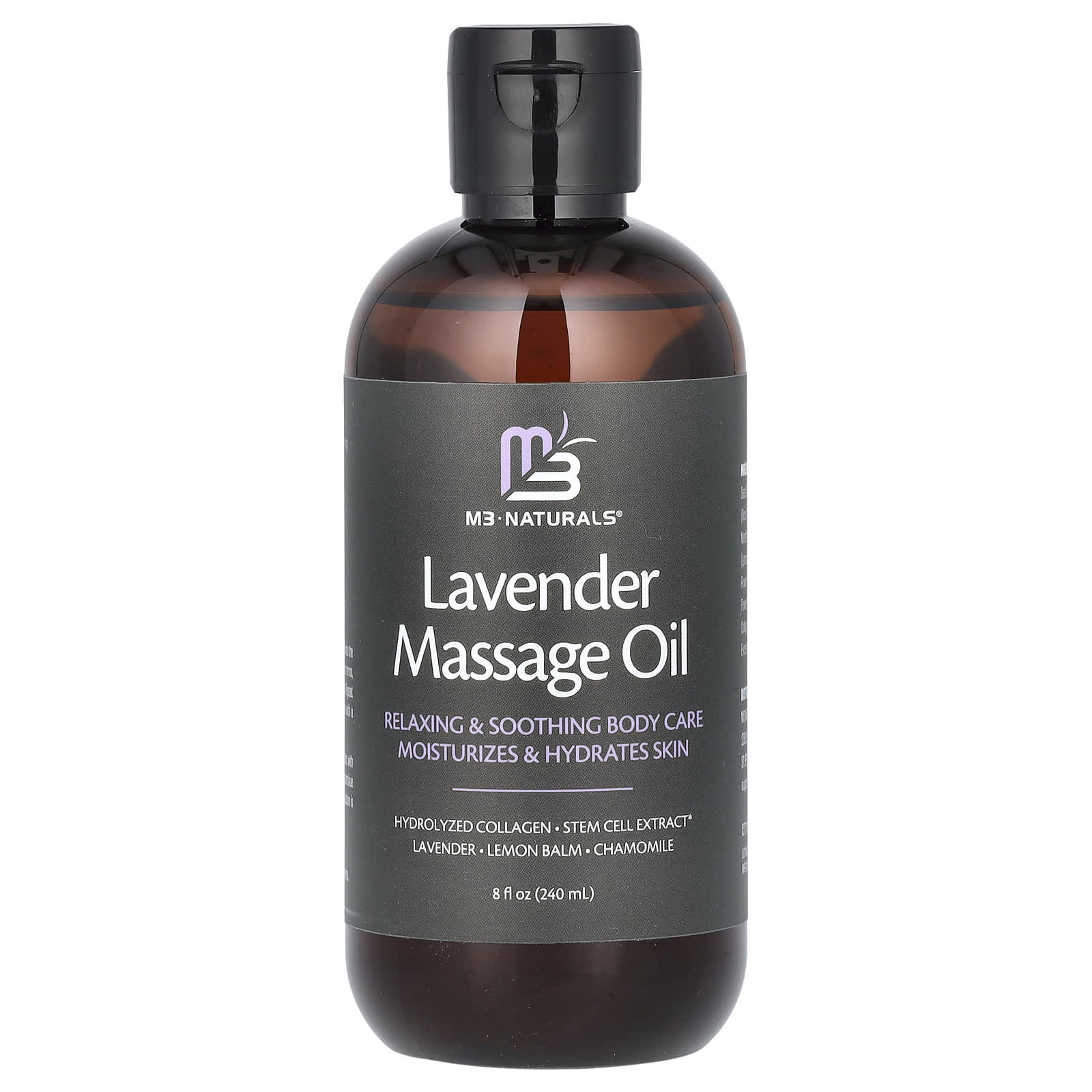 M3 Naturals, Lavender Massage Oil, 8 fl oz (240 ml) - Image 1