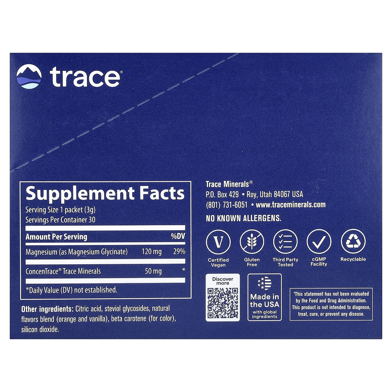 Trace, Magnesium Glycinate Powder, Orange Dream, 30 Packets, 0.11 oz (3 g) Each - Image 2