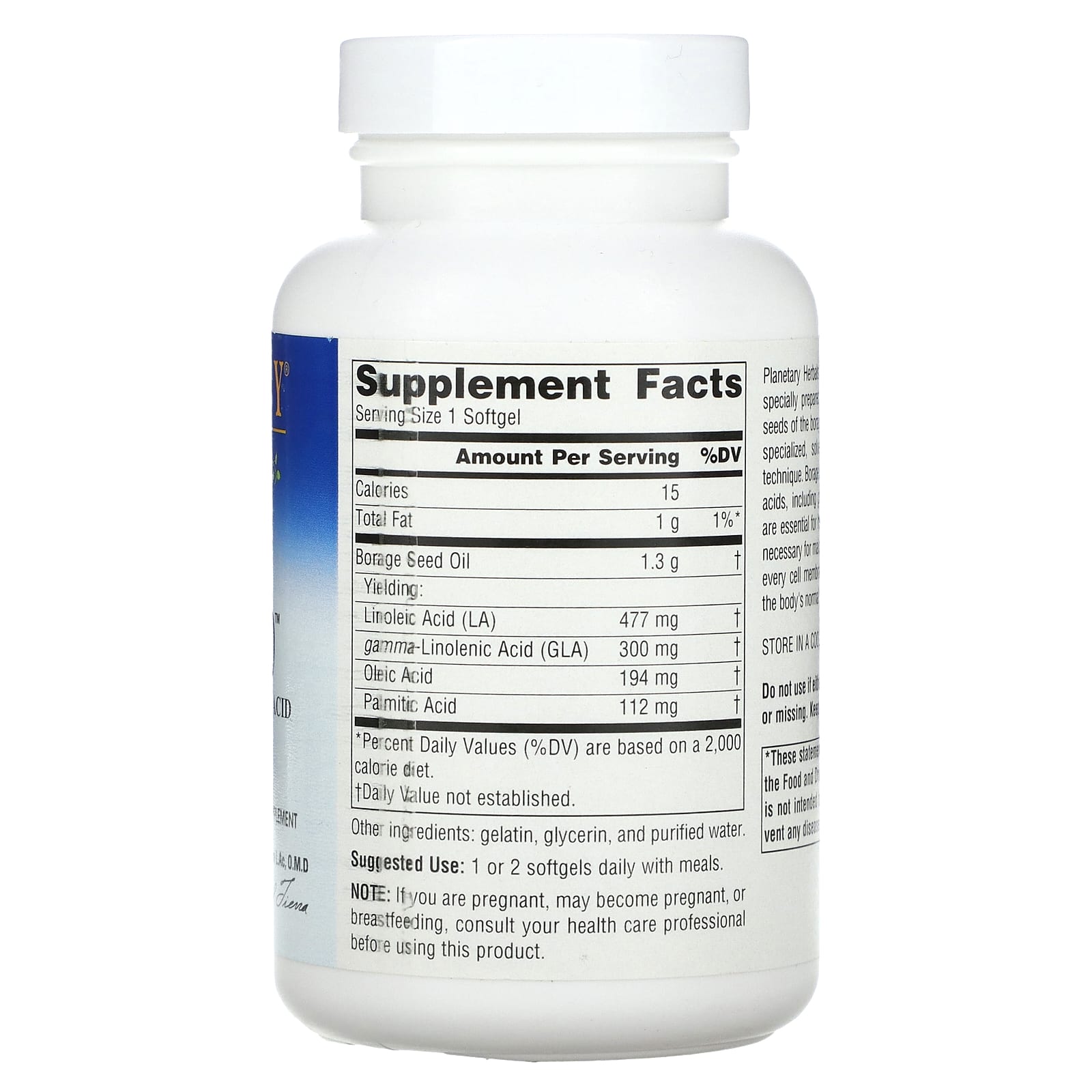 Planetary Herbals, Borage Super GLA 300, 1,300 mg, 60 Softgels - Image 2