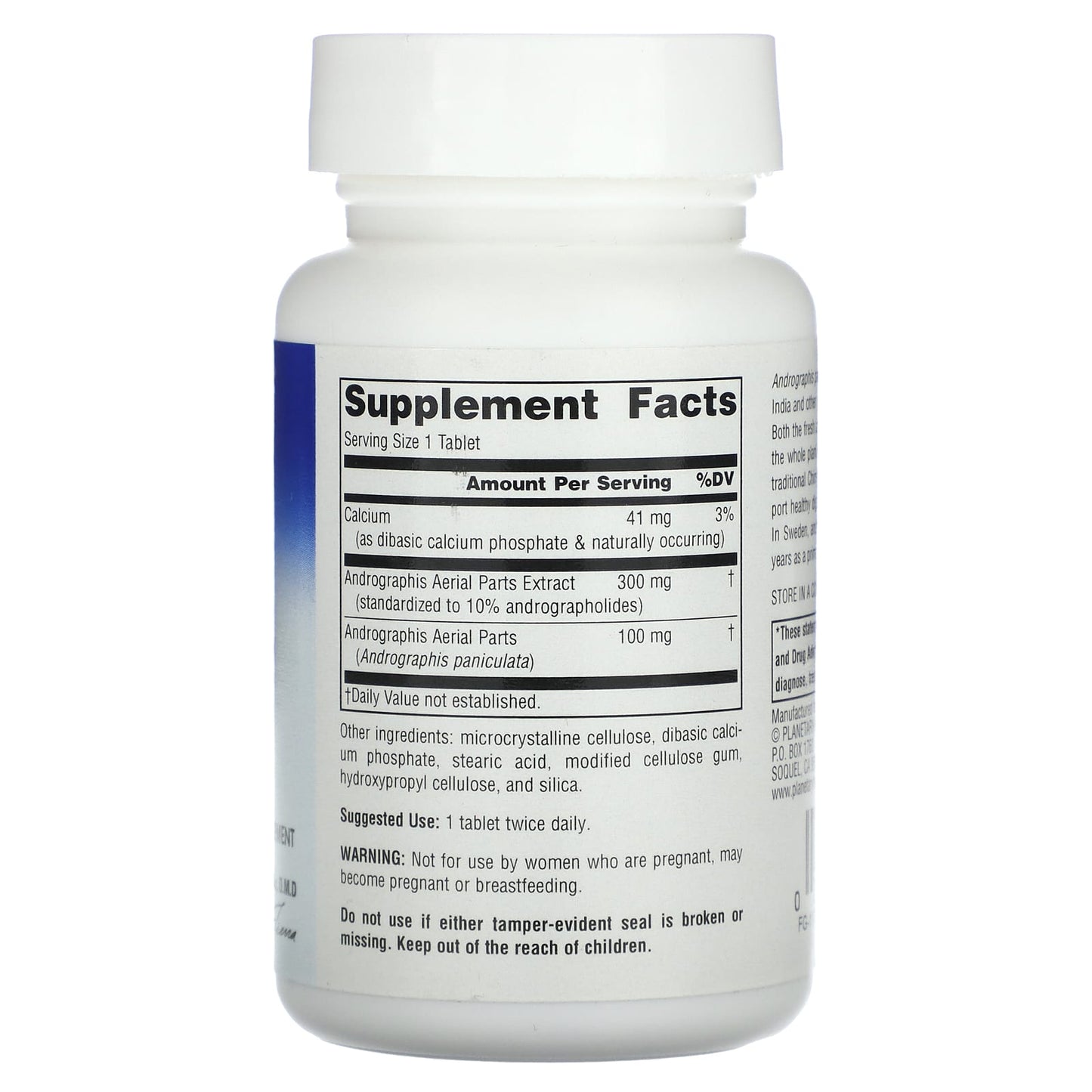 Planetary Herbals, Full Spectrum™ Andrographis, 400 mg, 60 Tablets - Image 2