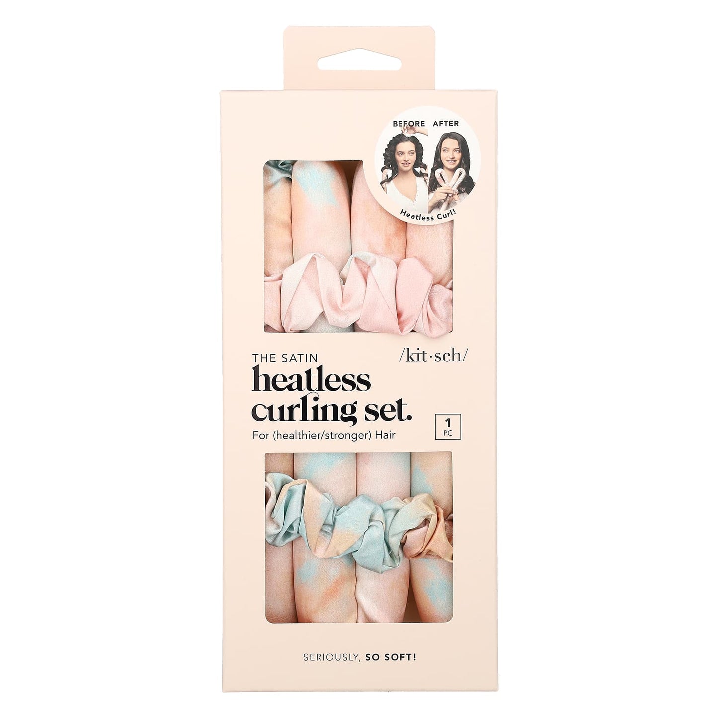 Kitsch, The Satin Heatless Curling Set, Sunset Tie Dye, One Set - Image 1