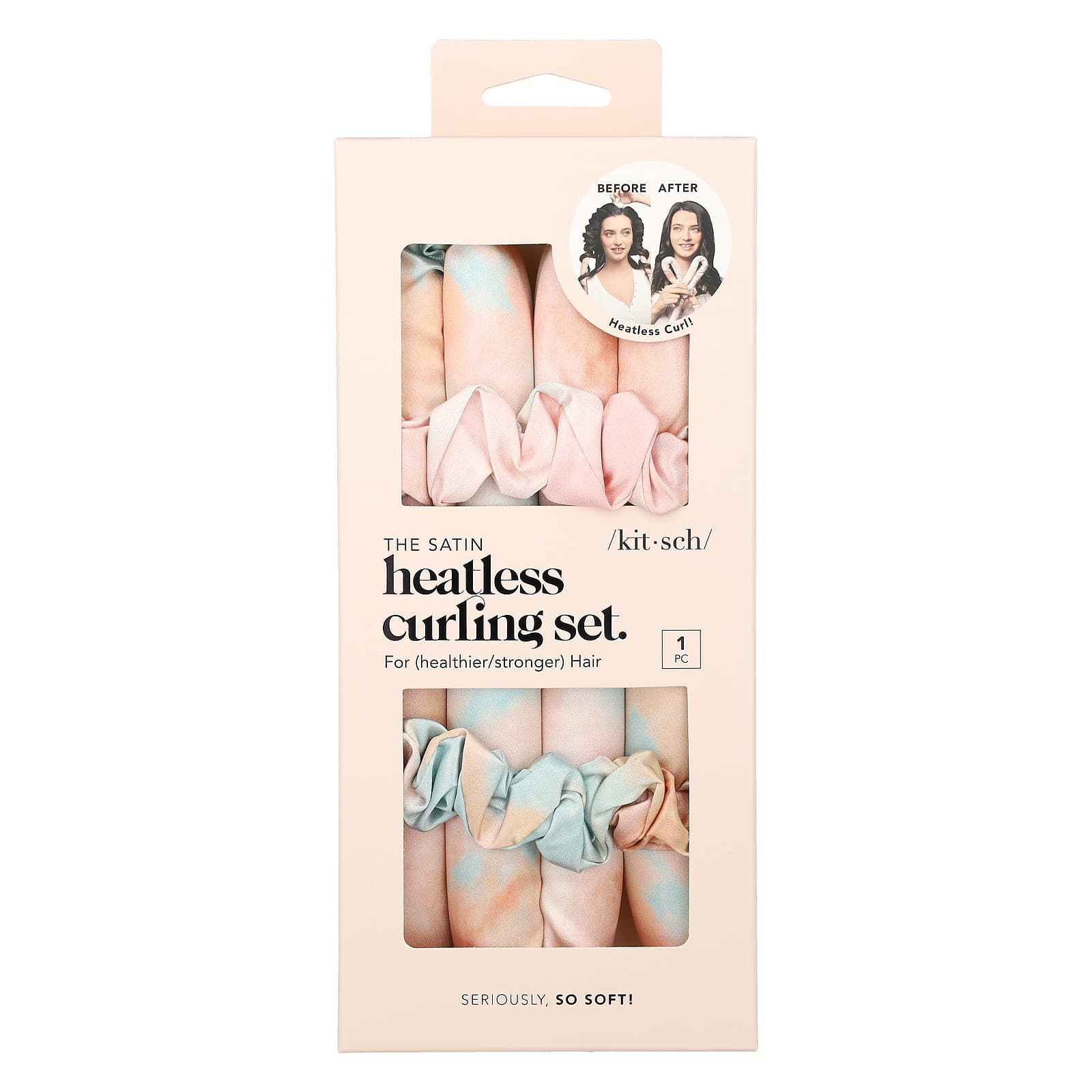 Kitsch, The Satin Heatless Curling Set, Sunset Tie Dye, One Set - Image 1