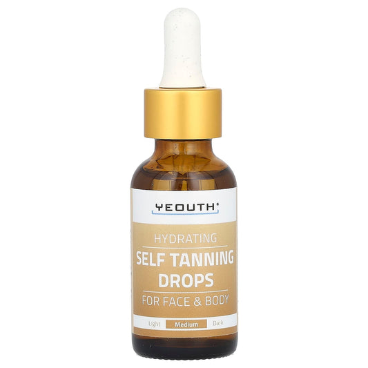 YEOUTH, Hydrating Self Tanning Drops, For Face & Body, Medium, 1 fl oz (30 ml) - Image 1
