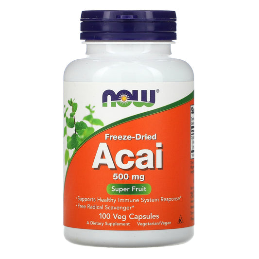 NOW Foods, Freeze-Dried Acai, 500 mg, 100 Veg Capsules - Image 1