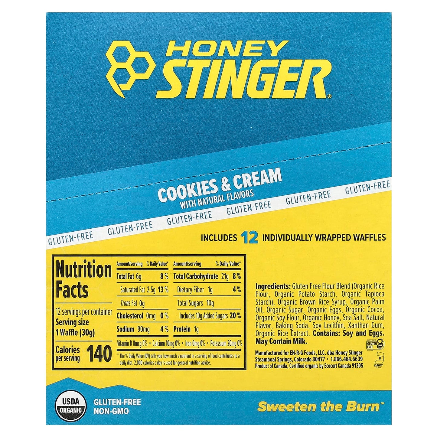 Honey Stinger Energy Waffles Cookies & Cream, 12 Pack, Gluten-Free, Organic - Image 2