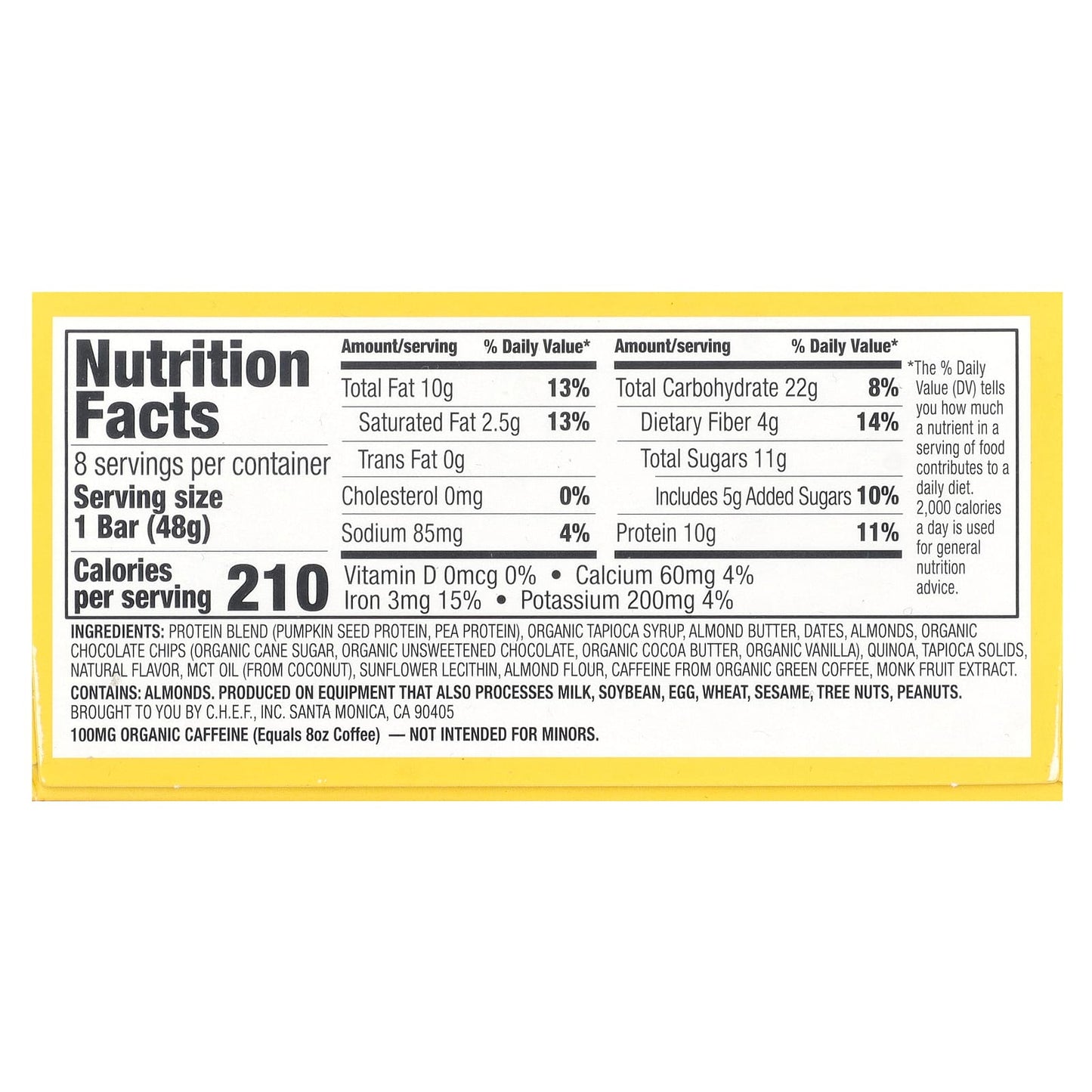 Quantum Energy Square, Energy Square®, Chocolate Chip Cookie Dough, 8 Bars, 1.69 oz (48 g) Each - Image 2