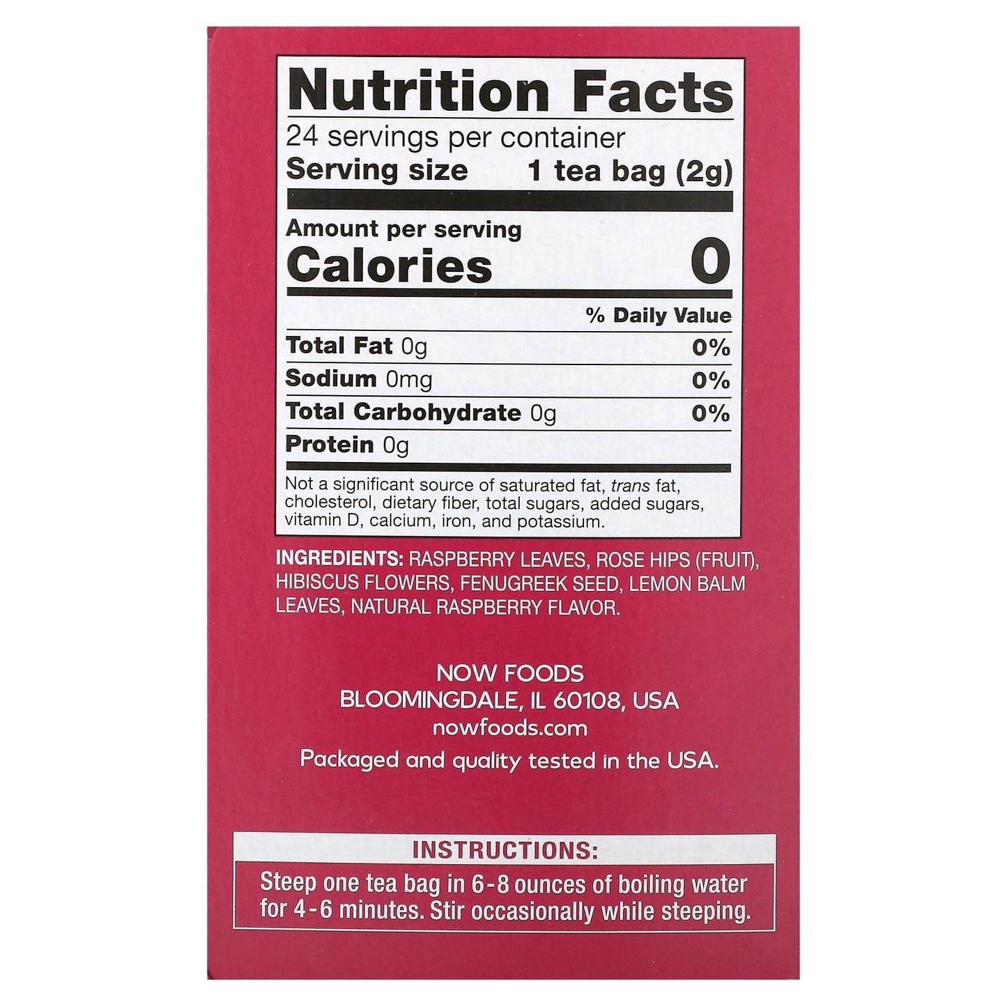NOW Foods, Everyday Wellness Tea, Red Raspberry, Caffeine-Free, 24 Tea Bags, 1.7 oz (48 g) - Image 2