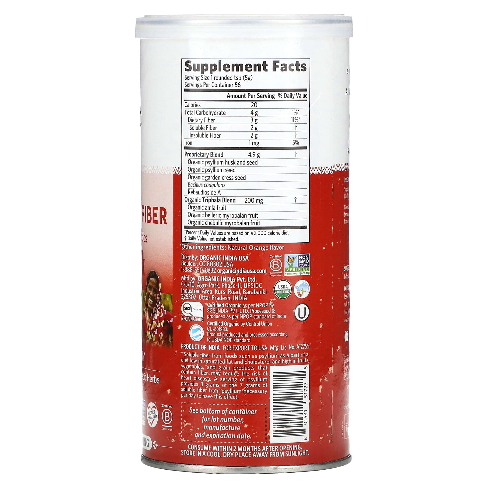 Organic India, Psyllium Pre & Probiotic Fiber, Orange, 10 oz (283.5 g) - Image 2