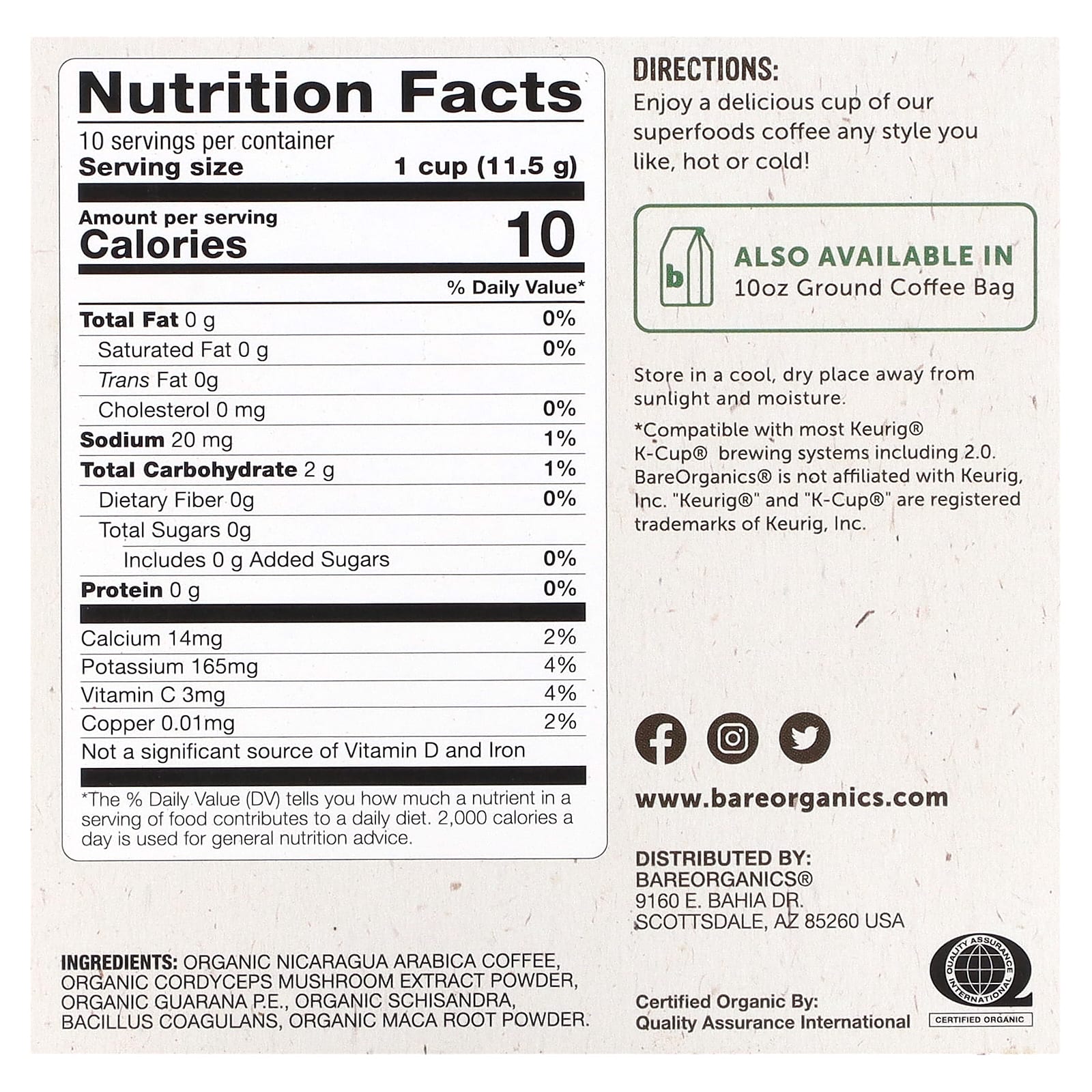 BareOrganics USDA Organic Superfoods Coffee | Boost Energy Naturally - Image 2