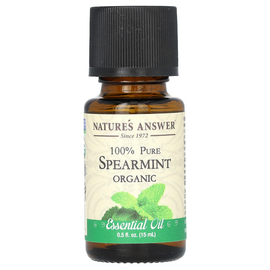 Nature's Answer, 100% Pure Organic Essential Oil, Spearmint, 0.5 fl oz (15 ml) - Image 1