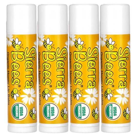 Organic Lip Balms by Sierra Bees, 4-Pack, 0.15 oz (4.25g) Each - Image 1