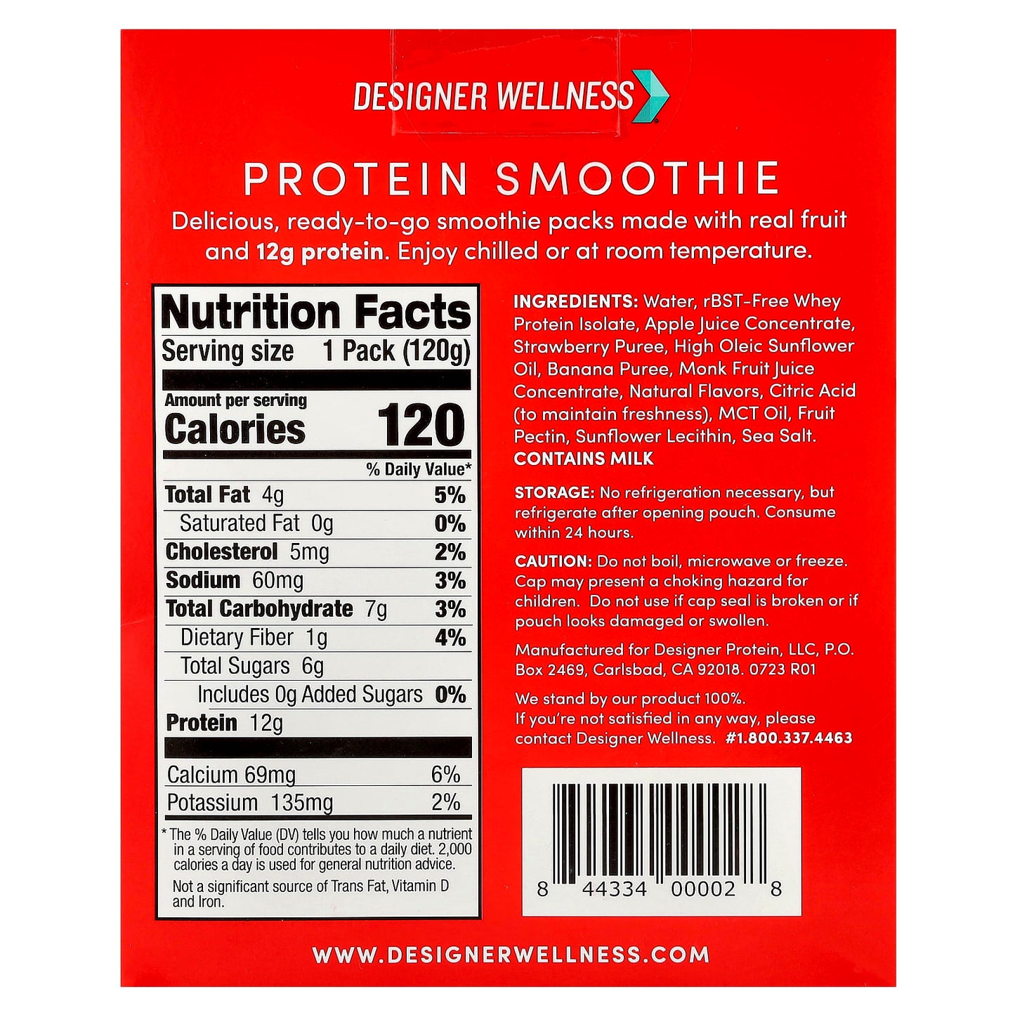 Strawberry Banana Protein Smoothie Packs by Designer Wellness - 4 Packs, 12g Protein - Image 2