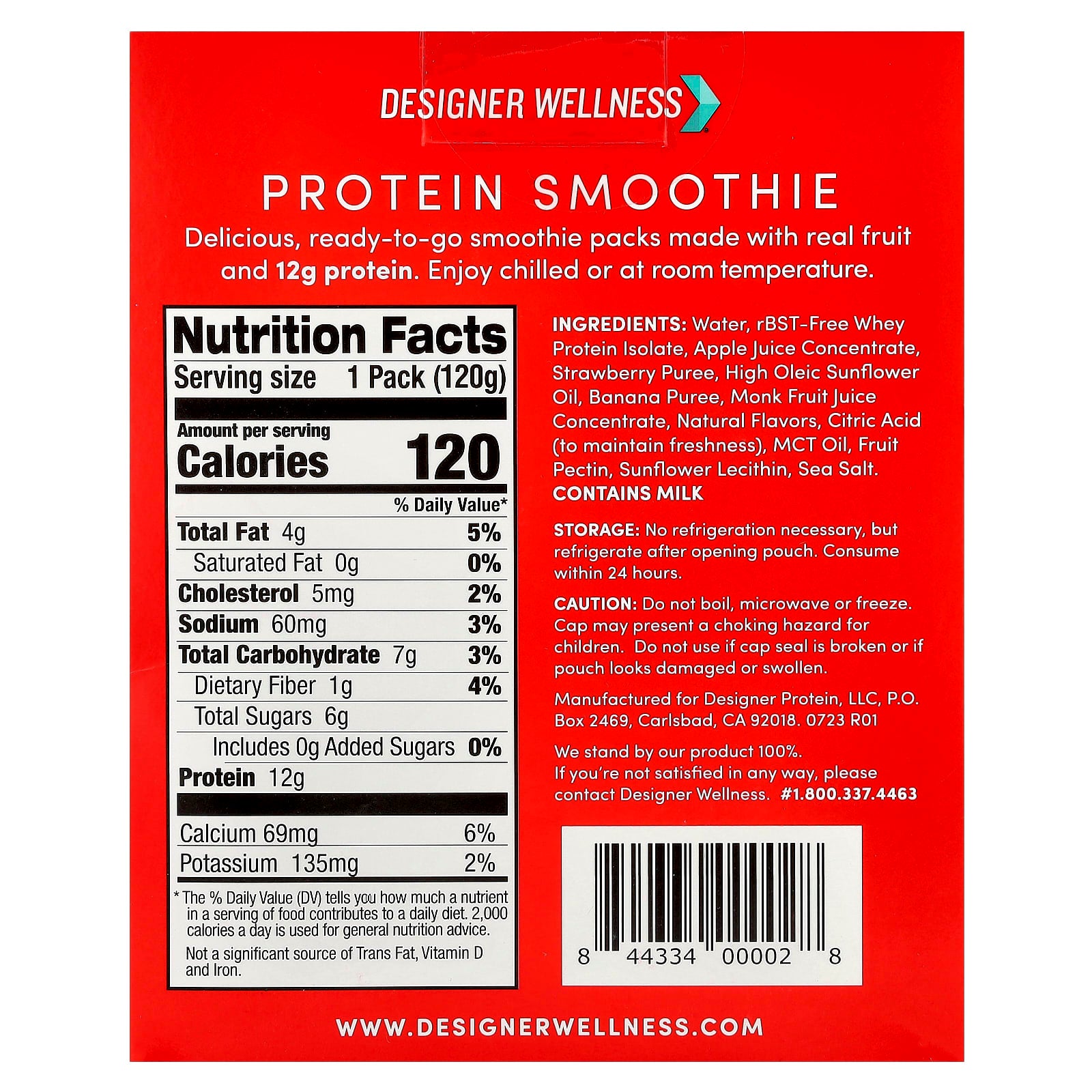Strawberry Banana Protein Smoothie Packs by Designer Wellness - 4 Packs, 12g Protein - Image 2