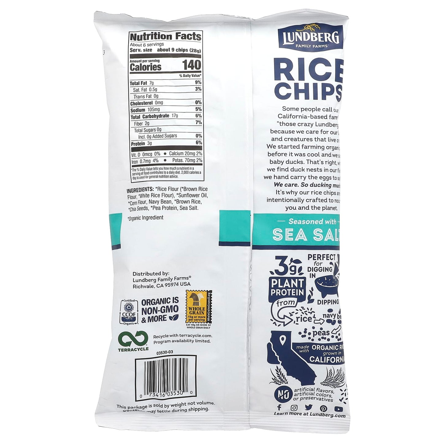 Lundberg, Rice Chips, Sea Salt, 5.5 oz (156 g) - Image 2