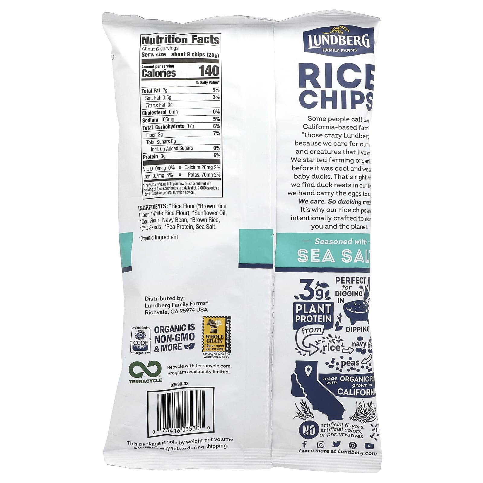 Lundberg, Rice Chips, Sea Salt, 5.5 oz (156 g) - Image 2