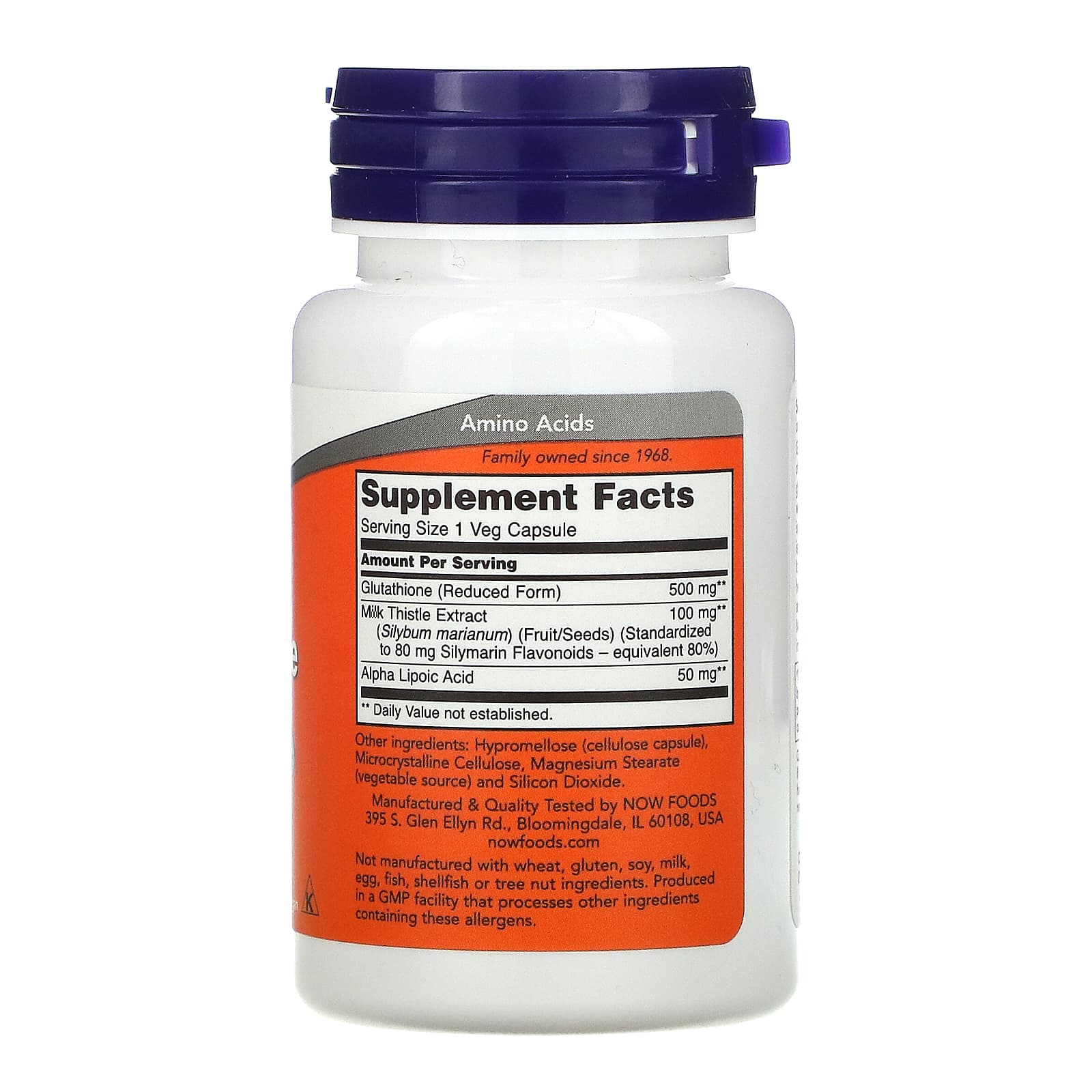 NOW Foods, Glutathione, 500 mg, 30 Veg Capsules - Image 2