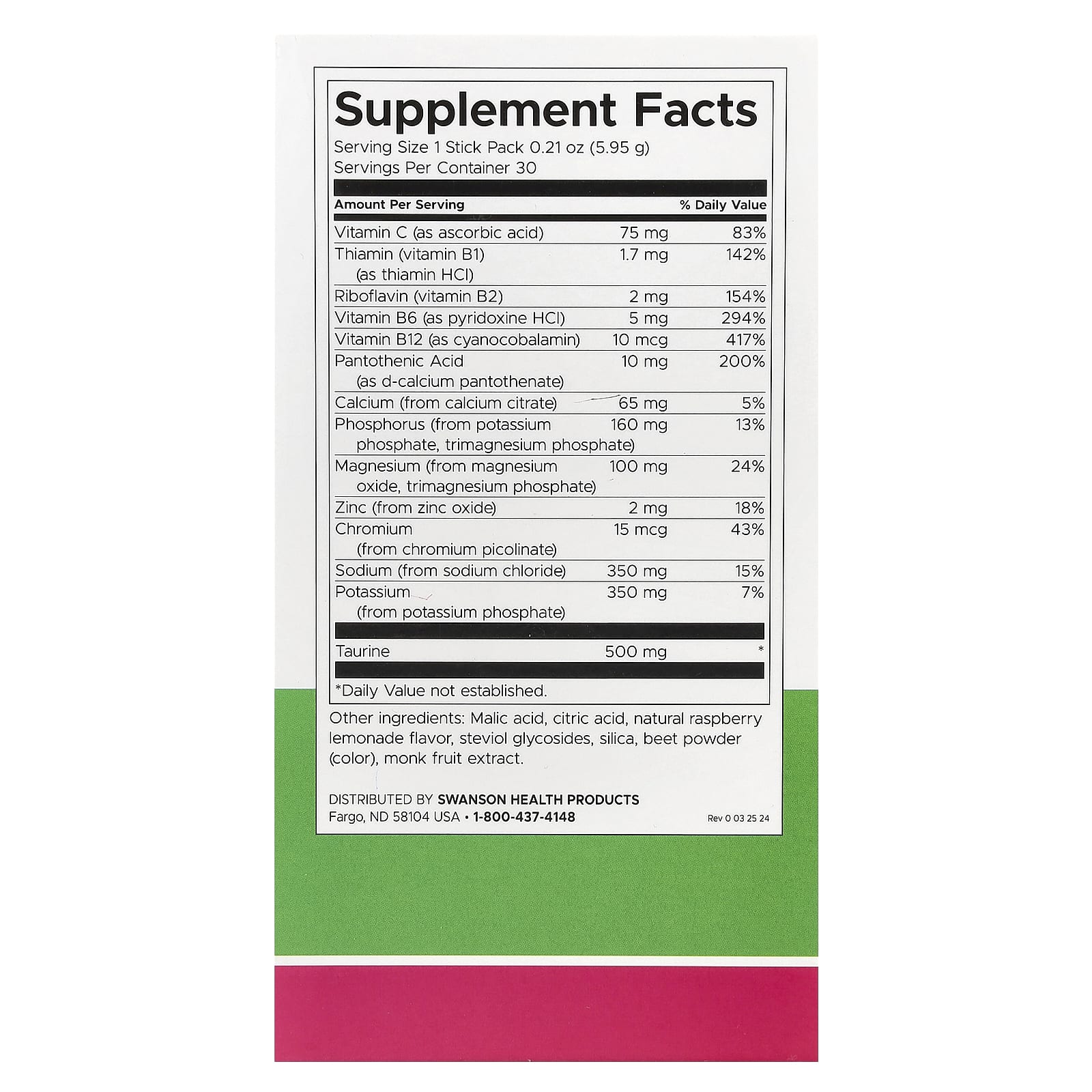 Swanson, Simply Hydrate, Electrolyte Hydration Mix, Raspberry Lemonade, 30 Stick Packs, 0.21 oz (5.95 g) Each - Image 2