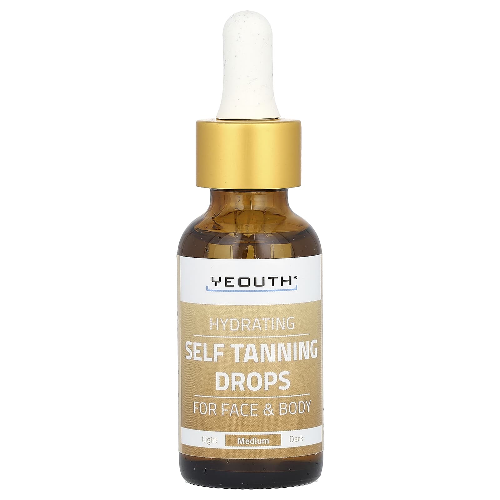 YEOUTH, Hydrating Self Tanning Drops, For Face & Body, Medium, 1 fl oz (30 ml) - Image 1