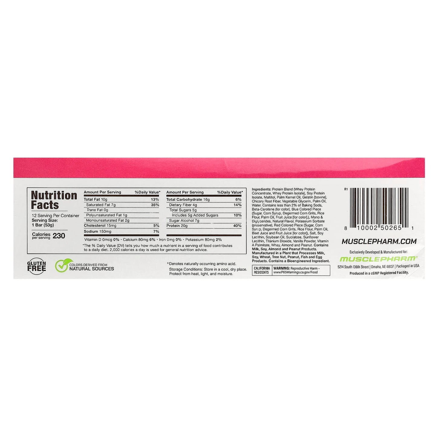MusclePharm, Combat Ready™ Protein Bar, Confetti Birthday Cake, 12 Bars, 1.87 oz (53 g) Each - Image 2