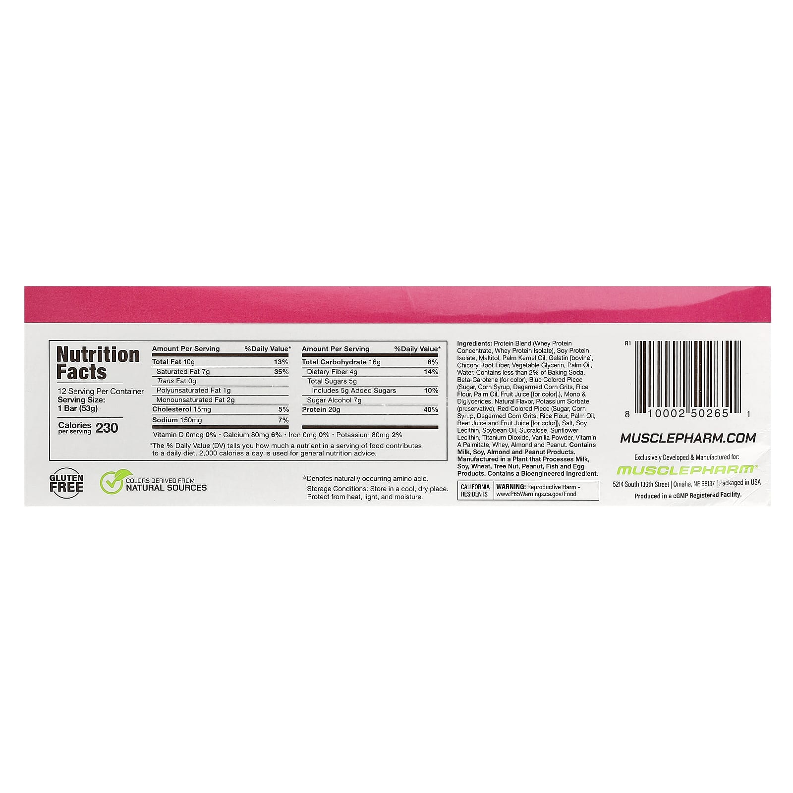 MusclePharm, Combat Ready™ Protein Bar, Confetti Birthday Cake, 12 Bars, 1.87 oz (53 g) Each - Image 2
