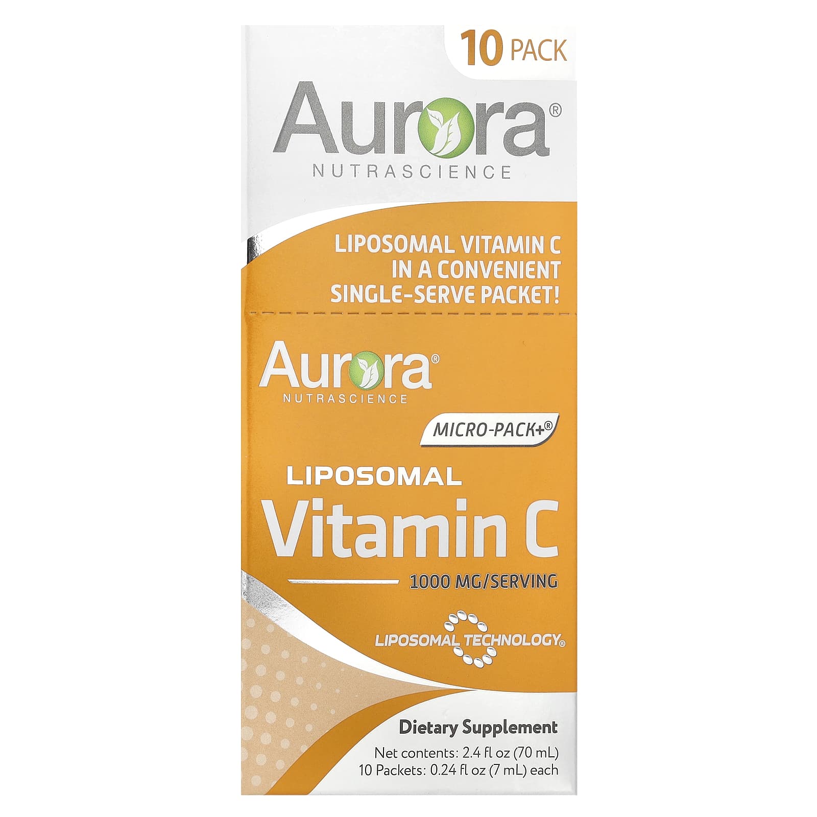 Aurora Nutrascience Liposomal Vitamin C - 10 Packets for On-The-Go - Image 1